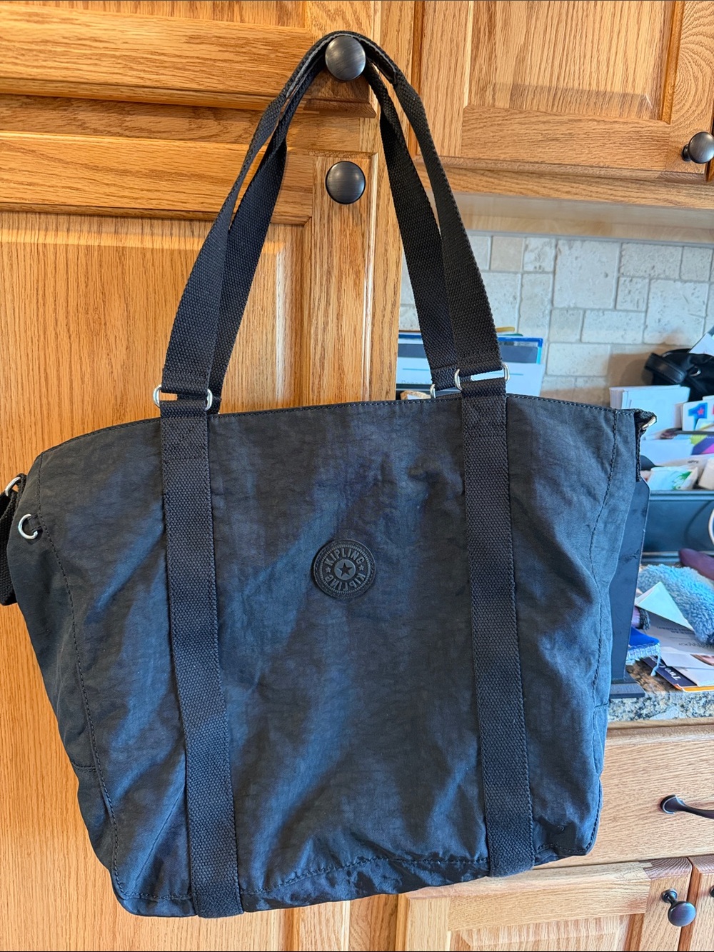 Kipling Black Nylon Duffel Tote with Dual Handles